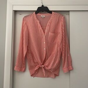 Joie Orange & White Stripe Silk Blouse XSmall EUC